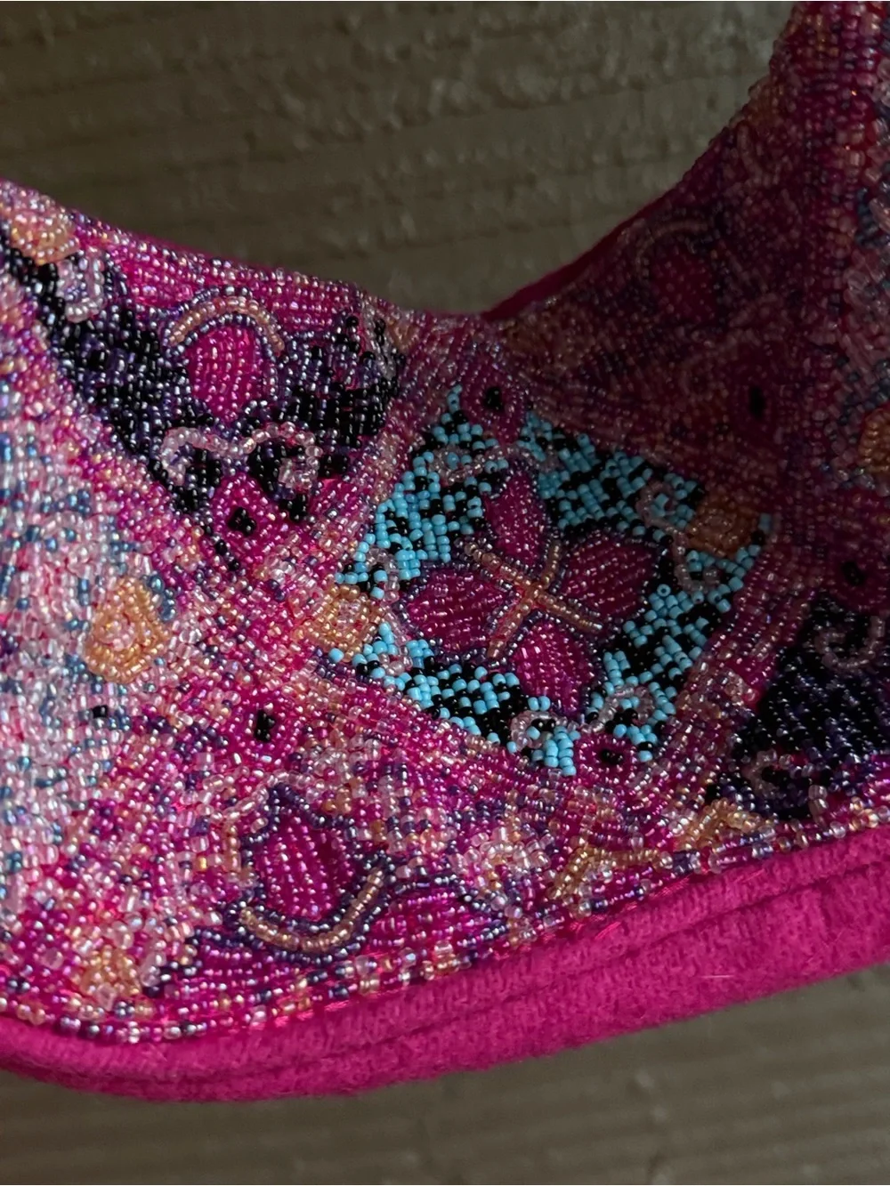 Alexia Crawford Pink Beaded Velvet Shoulder Bag Y2K Party Purse